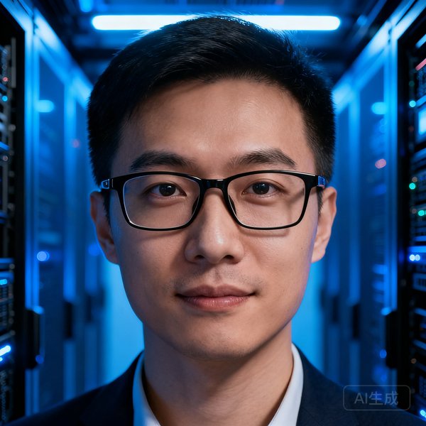 友博体育CTO陈思远的专业头像，他戴着黑框眼镜，背景是服务器机房的蓝色灯光，表情专注而自信